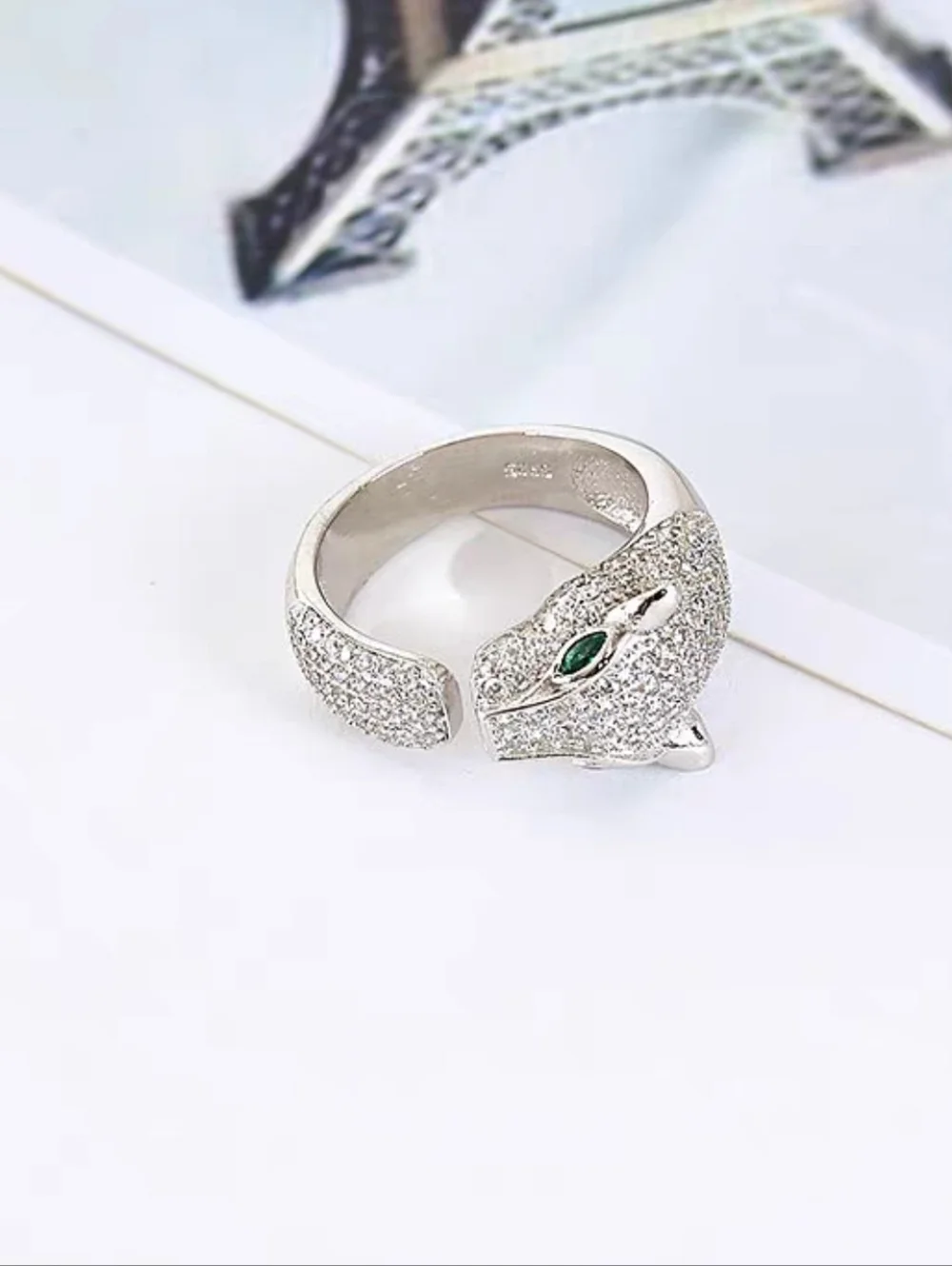 Luxury Inspired Panther Ring 925 Sterling Silver Cubic Zirconia Statement Piece